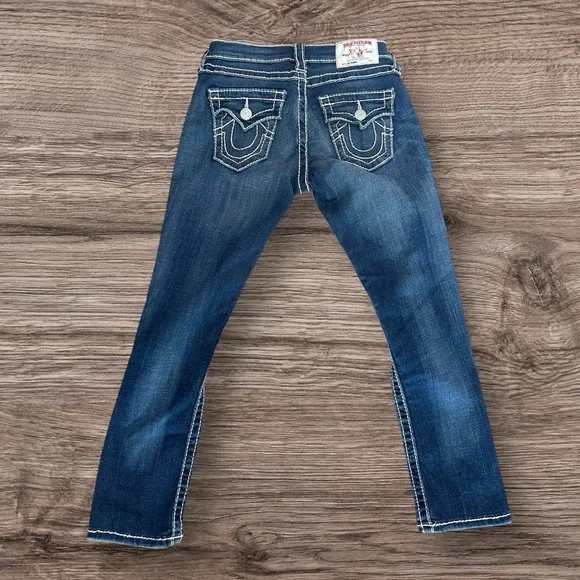 True Religion sz 25 capri skinny jeans distressed Strech - Picture 3 of 10